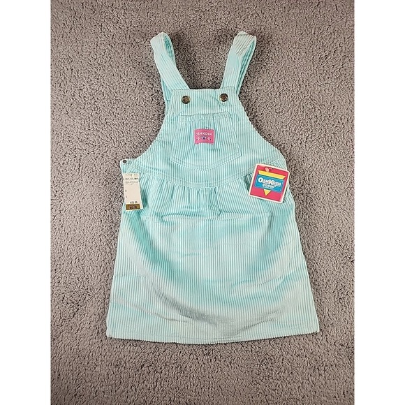 OshKosh B'gosh Other - Vintage OshKosh Bgosh Girls Corduroy Jumper Dress Aqua Blue Made in USA 5 NWT
